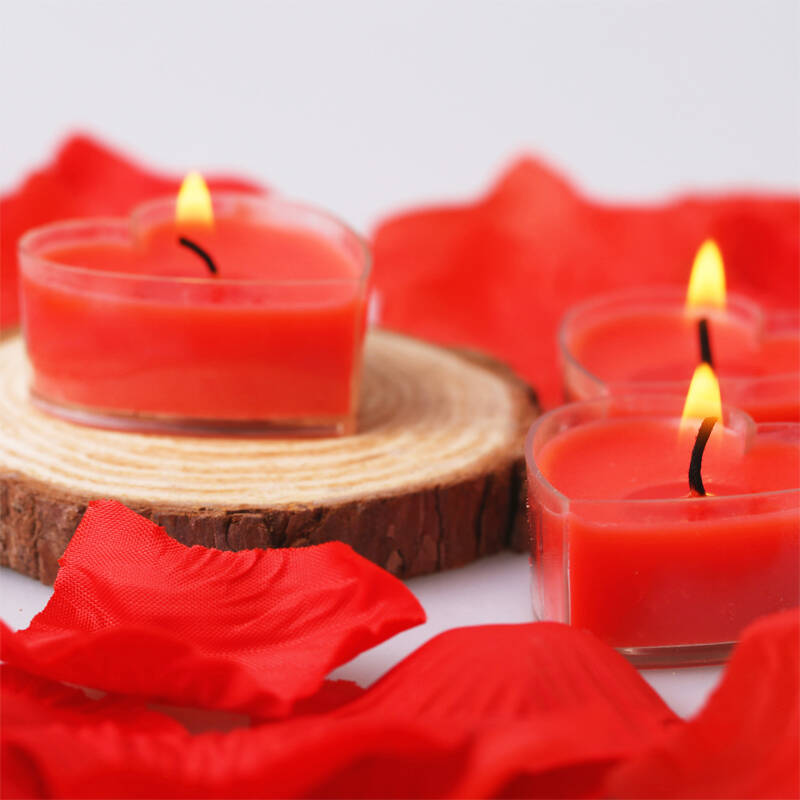 无烟铝托工艺浪漫派对香薰求婚婚庆生日礼物心形蜡烛20粒装(红色)