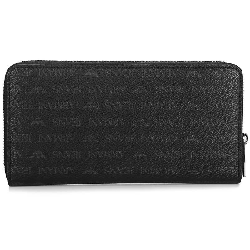 jeans 阿玛尼 男款黑色pvc小鹰头字母图案长款钱包钱夹 06v2p j412
