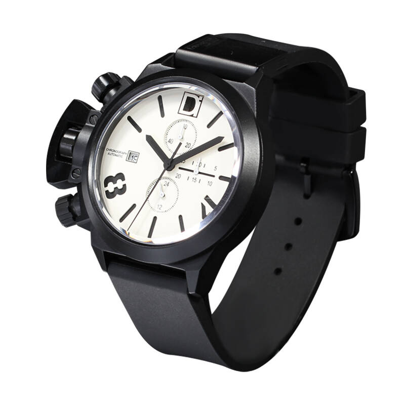 di 时尚户外多功能防水全钢iron手表 pvd黑色电镀白色