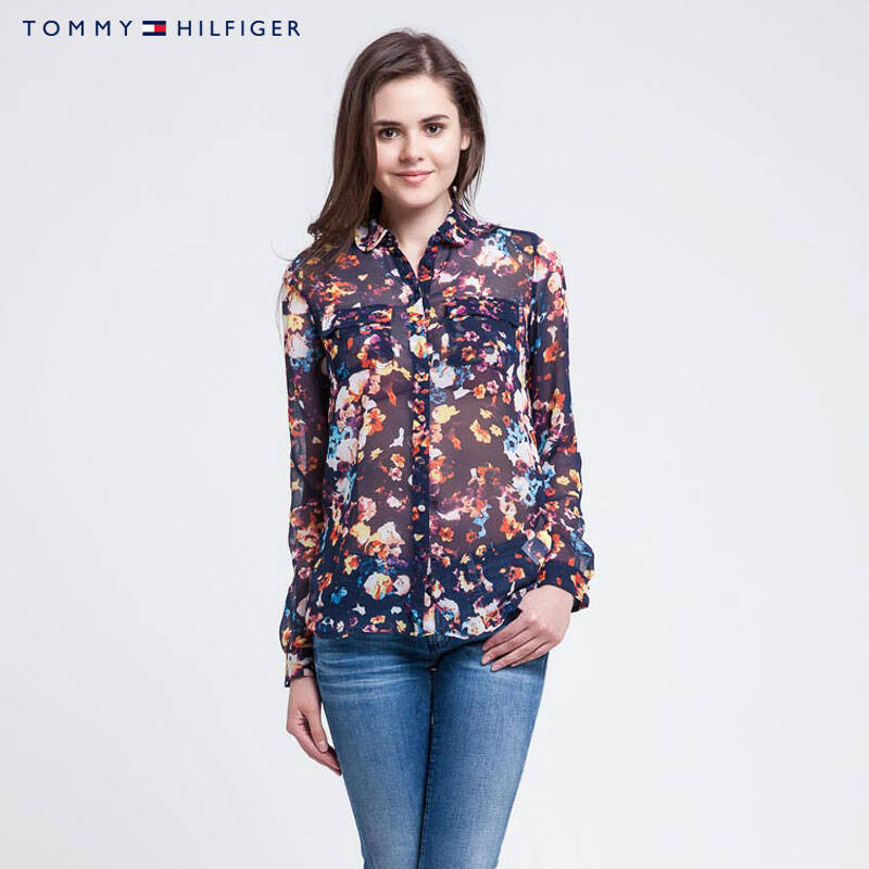tommy hilfiger 精品印花复古风长袖梭织上衣 | 1m87637026kp 475藏青