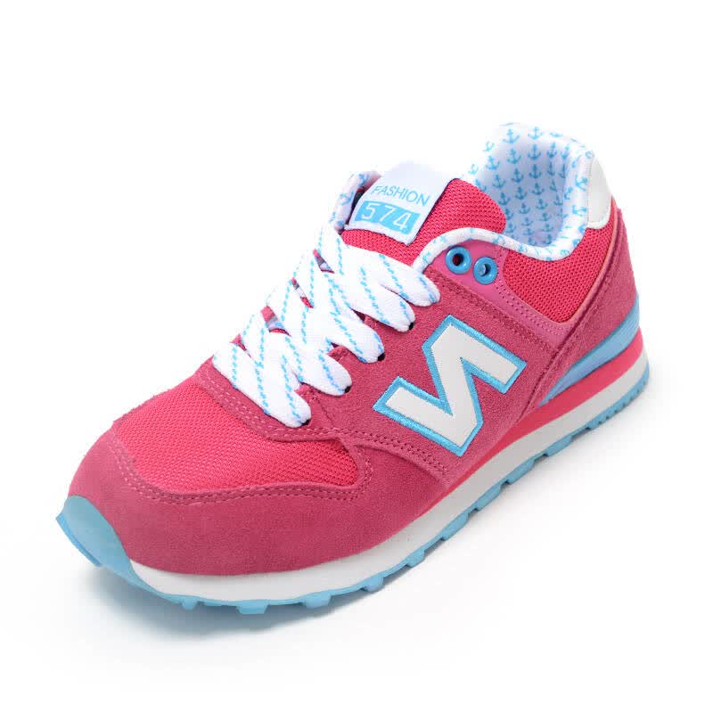 七喜潮鞋女韩版运动透气休闲鞋松糕鞋反n字母真皮时尚男女鞋574n 玫