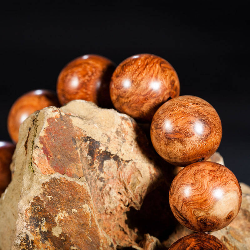 沐恩 手串sl24260 缅甸花梨手串18mm*13颗 瘤疤水波纹