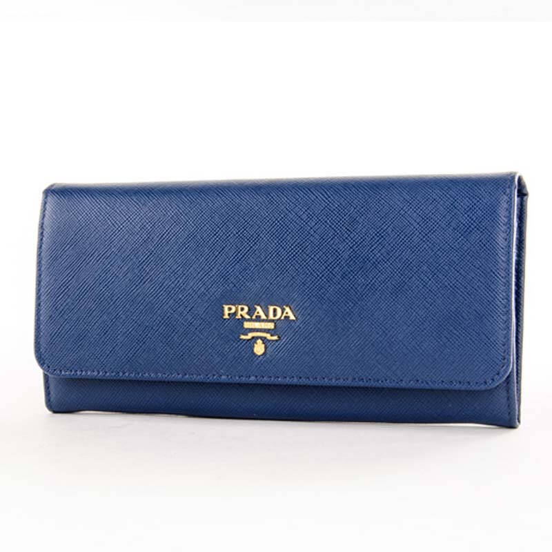 prada 普拉达钱包 女士经典牛皮长款翻盖钱包 1mh132 qwa 蓝色