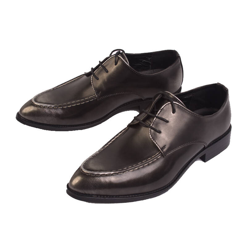 尖头皮鞋男英伦韩版潮商务休闲鞋增高鞋夜店发型师加棉绒婚鞋 银色 43