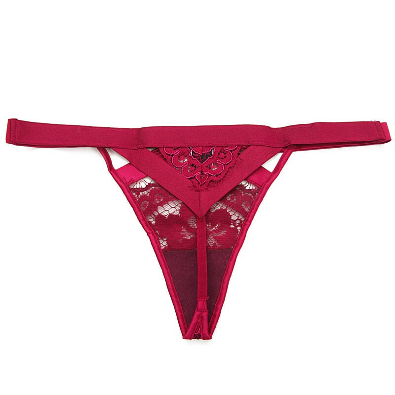 自营 victorias secret 维多利亚的秘密女士紫红色v型诱惑内裤