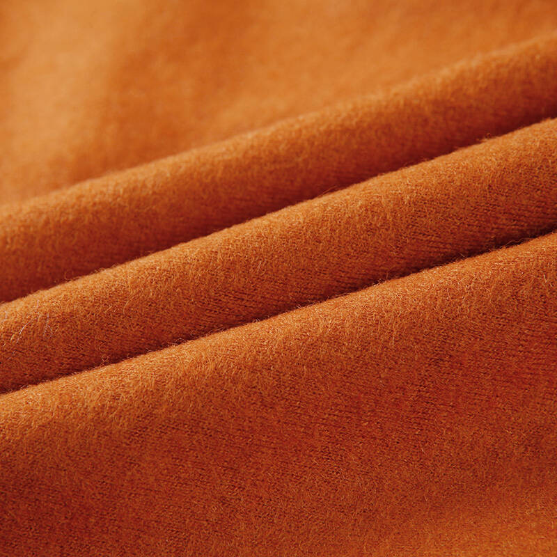 名人瑞裳2015冬季新款女装 中长款撞色蕾丝拼接圆领薄毛呢连衣裙 桔色