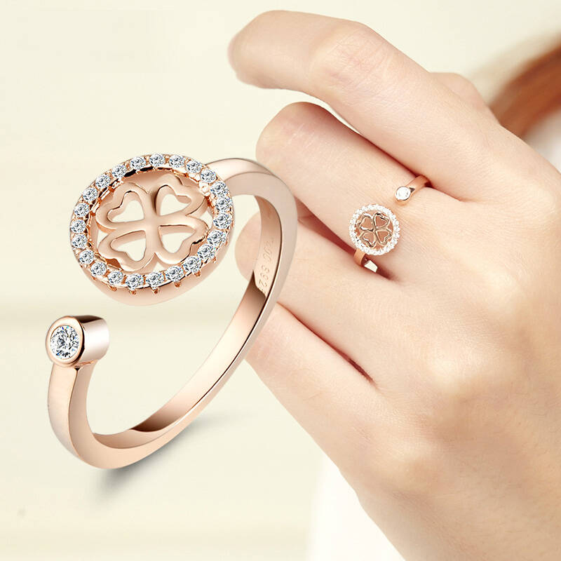 t400 s925银饰项链女时尚简约锁骨项链戒指套装 送礼送女友 幸福约定