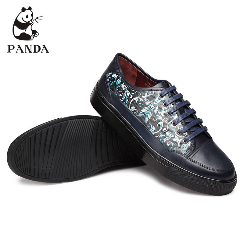 panda熊猫熊猫男鞋新品上市时尚休闲印花皮男鞋t54311810黑/t54311860