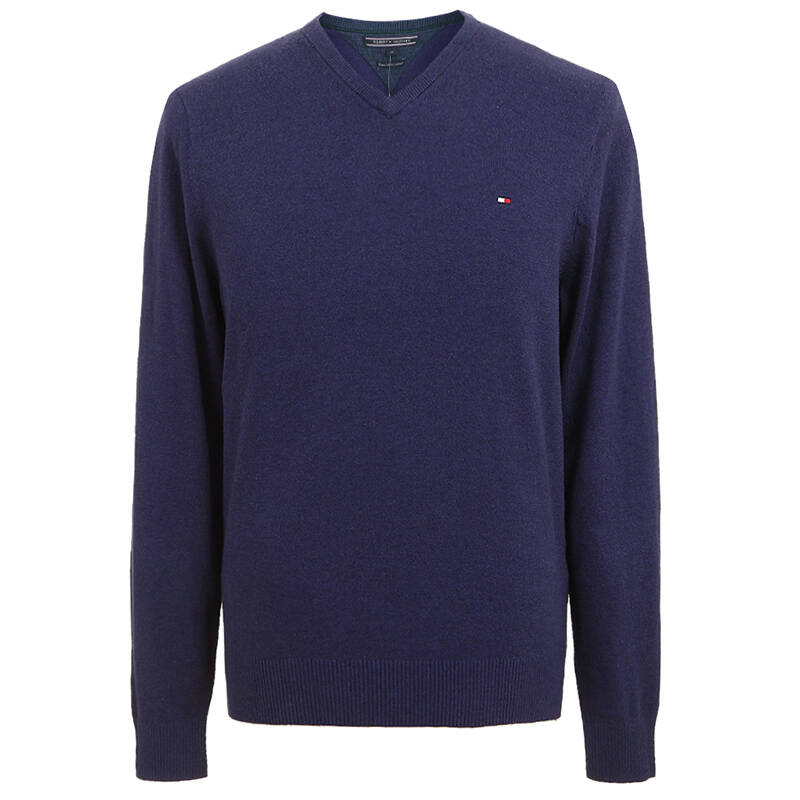 tommy hilfiger 汤米·希尔费格 男士玄青色商务休闲套头长袖针织衫
