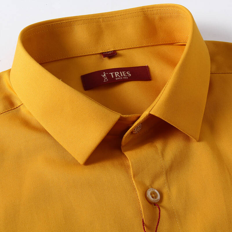 才子衬衫15秋冬长袖正衬商务正装纯色衬衣十色可选1155e6021 金黄色