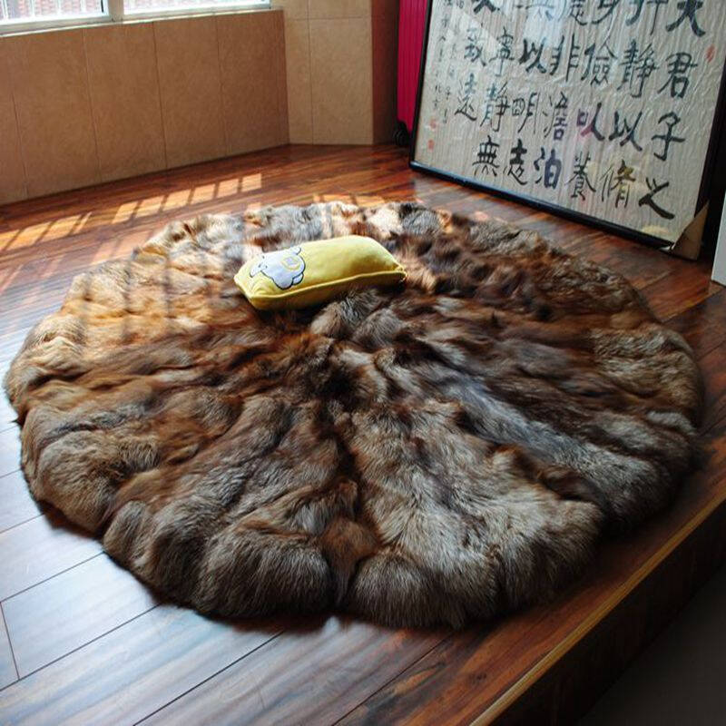 2015年 新款13张狐狸毛整皮地毯地垫 时尚大气皮草圆形家居地毯地垫