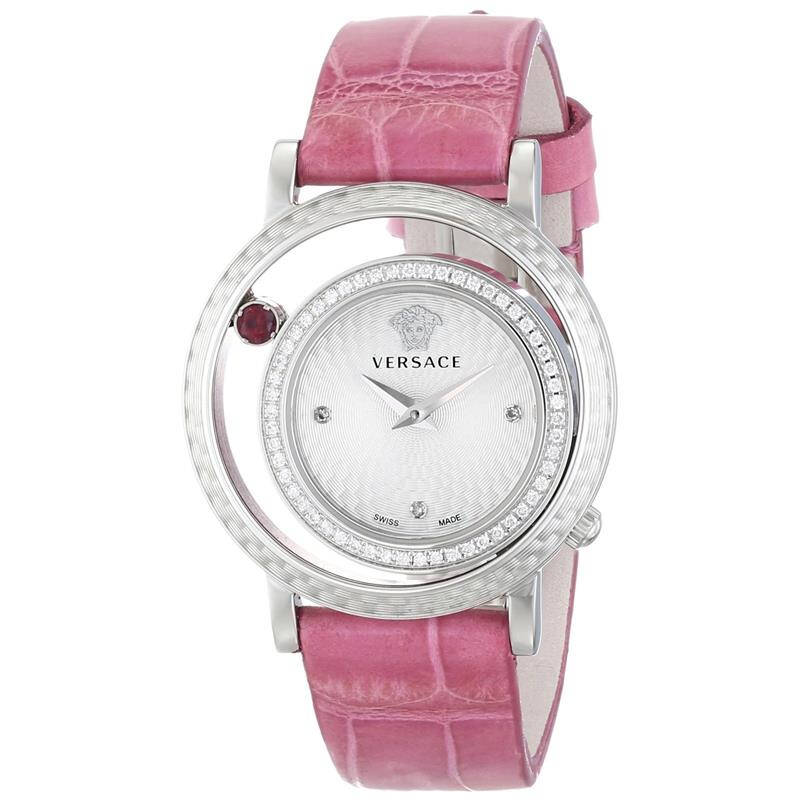 范思哲(versace)女 vda050014粉色皮带镶钻红宝石时尚手表专柜隆恩