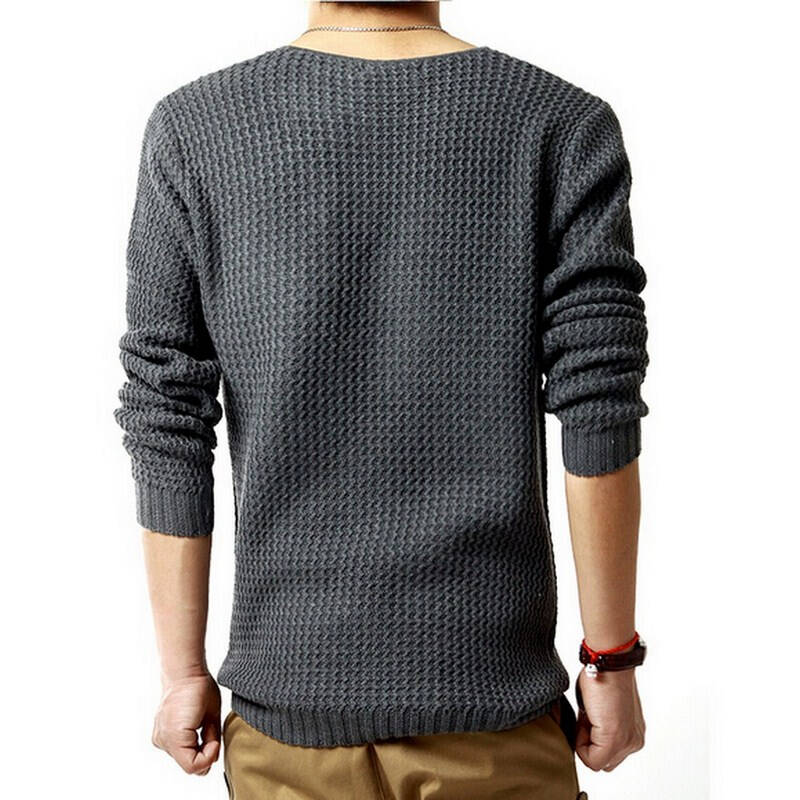 uyuk 秋冬新款男士毛衣潮流韩版修身针织圆领打底衫圆领粗线镂空针织