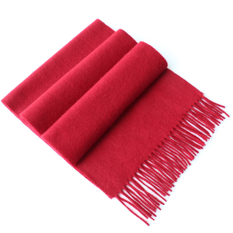 旭亚/xuya高档羊绒混纺女士围巾 秋冬保暖厚款 p440106-深红