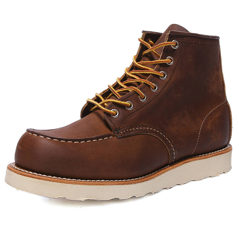 red wing 紅翼 男士深棕色牛皮黃色鞋帶高幫6寸工裝靴 08880-0