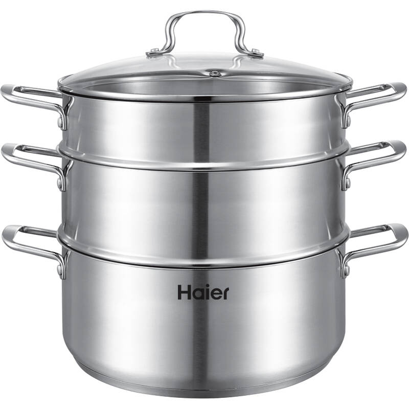 海尔(haier) 30cm多功能优质不锈钢双层蒸锅电磁炉通用hzg-30xfx01