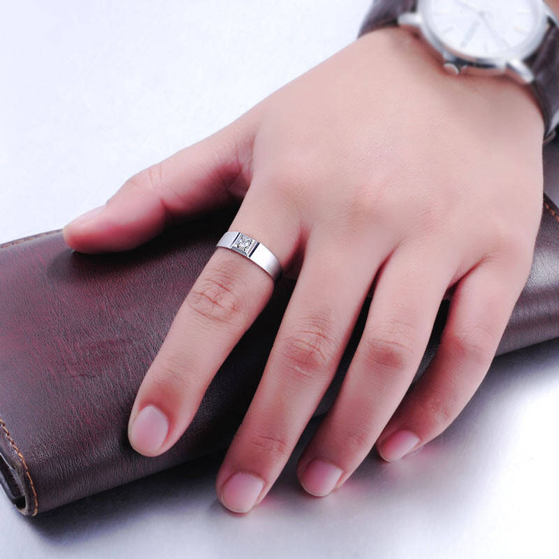 鑫万福 白18k金/pt950铂金钻戒/结婚戒指男款/钻石男戒情侣对戒 pt950