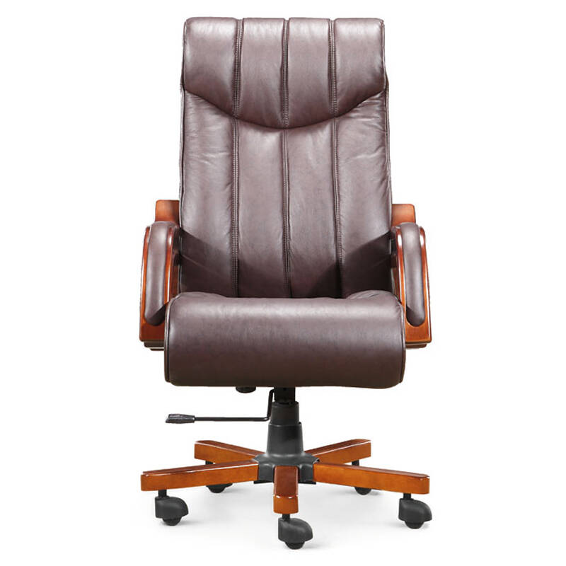 木氏帝王 电脑椅老板椅家用转椅实木办公椅会议椅子牛皮大班椅s-8825