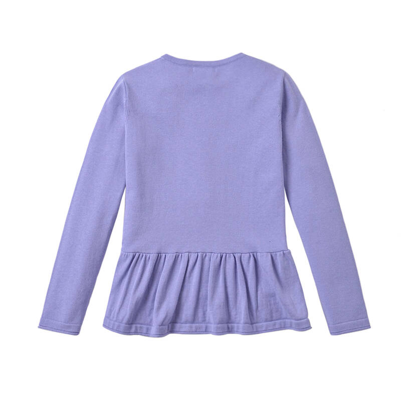 童装 女童中小童 春装绣花小裙摆针织开衫 儿童 针织衫 外套 浅蓝紫