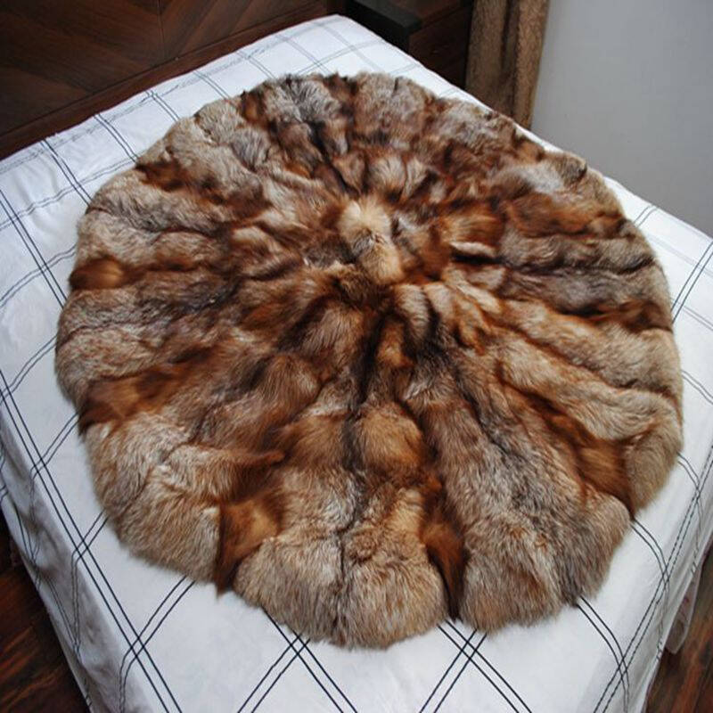 2015年 新款13张狐狸毛整皮地毯地垫 时尚大气皮草圆形家居地毯地垫
