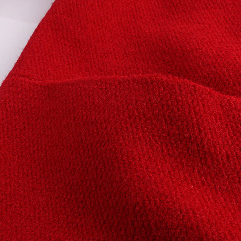 装新款韩版毛呢大衣女小香风气质羊毛呢料大衣中长款毛呢外套 大红色