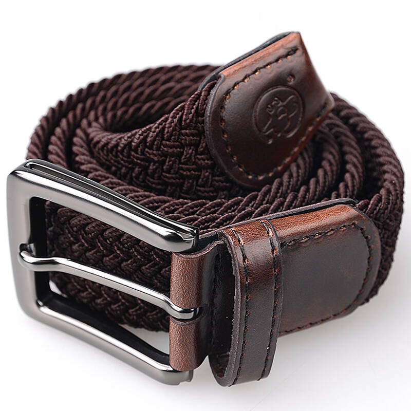 豆鼓眼休闲男士腰带针扣皮带帆布编织弹力松紧运动腰带yd002 咖啡色