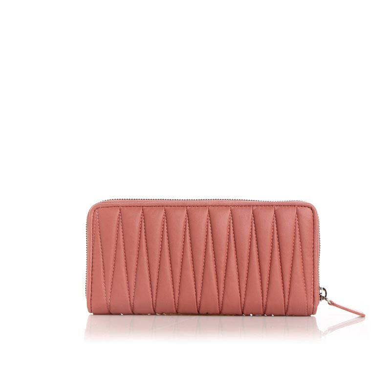 follifollie芙丽芙丽甜美褶皱女士长款钱包 wa13p033w 粉色