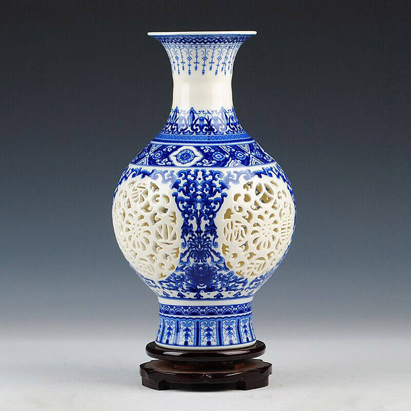 爵仕英伦 景德镇粉彩瓷器 镂空陶瓷花瓶工艺品家居摆设 创意装饰品