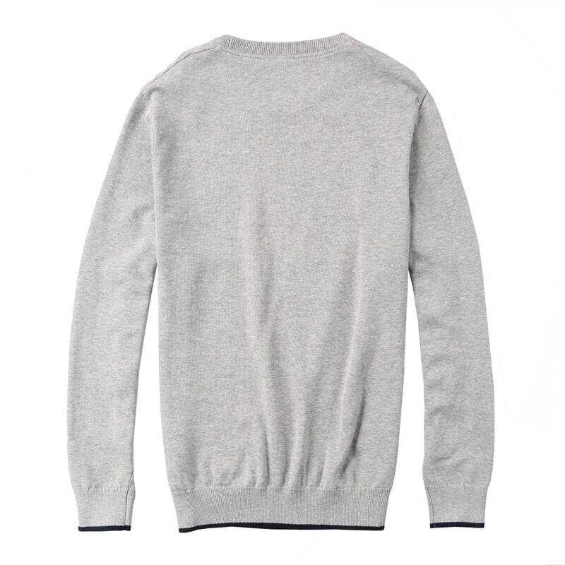 真维斯男装 秋装 柔软舒适全棉圆领净色毛衣jw-61-191510 2075 石灰色