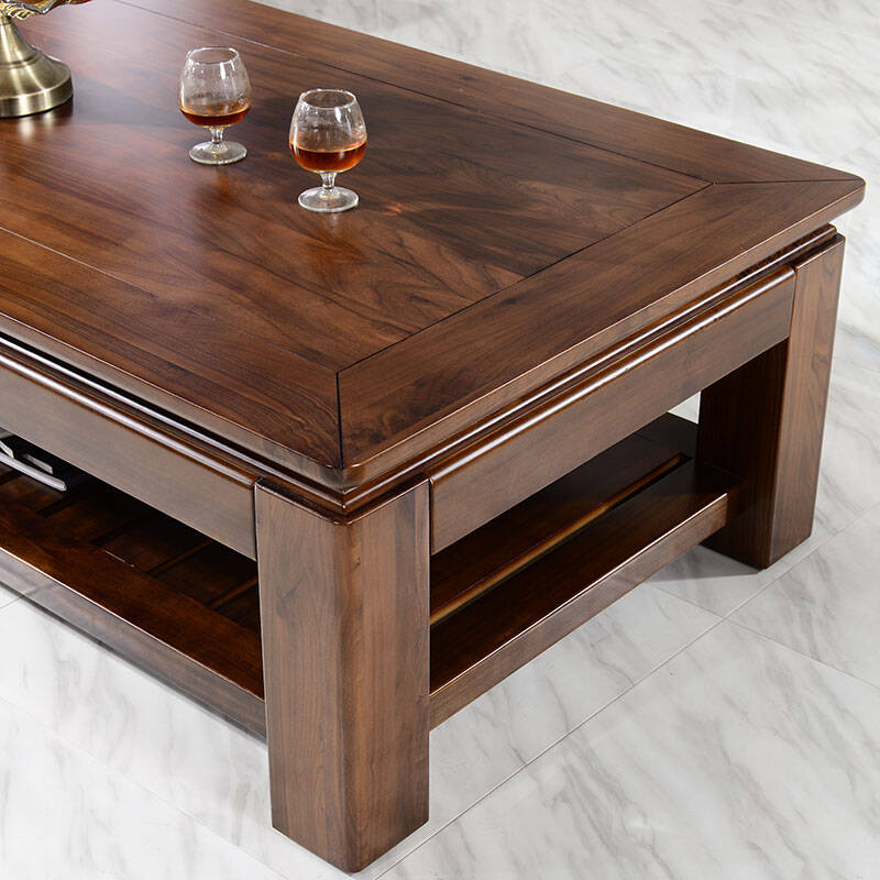 广东直远北美黑胡桃木大茶几1米4纯实木长茶几现代新中式客厅实木家具