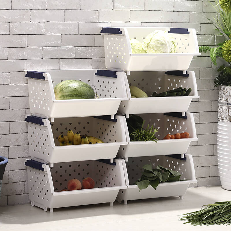 雅美乐 塑料储物架 收纳架 蔬菜蓝层架 厨房置物架加厚 白色4层 ycl40