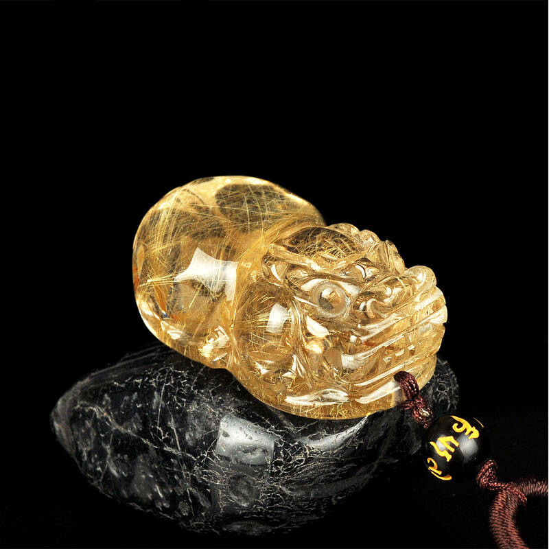 宏图好运 金发晶貔貅吊坠 开运招财旺事业水晶 男女款
