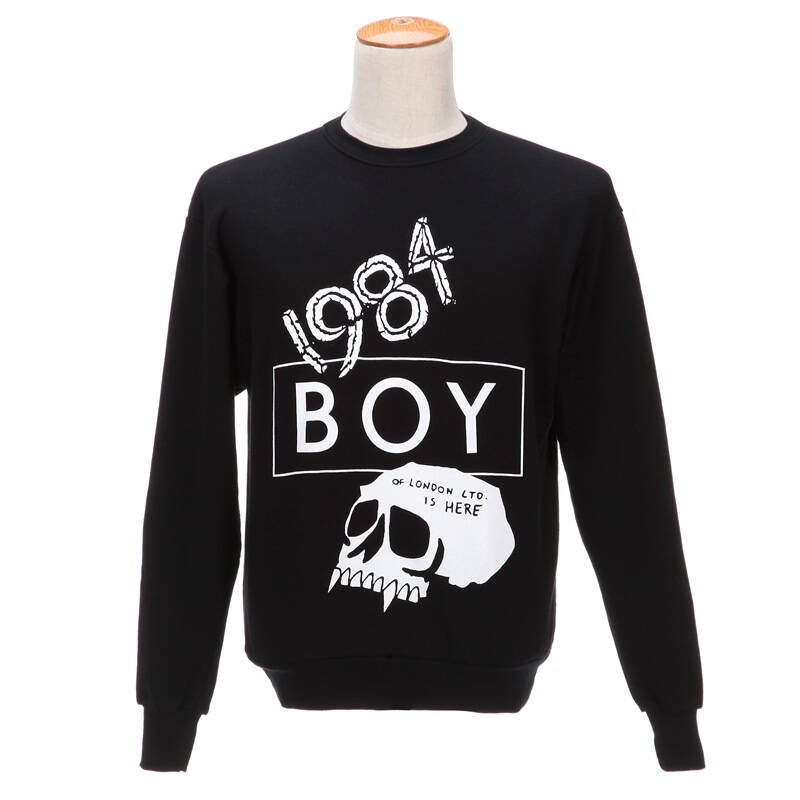 boy london(伦敦 男孩) 男士黑色1984数字骷髅logo卫衣 p5100 blk s