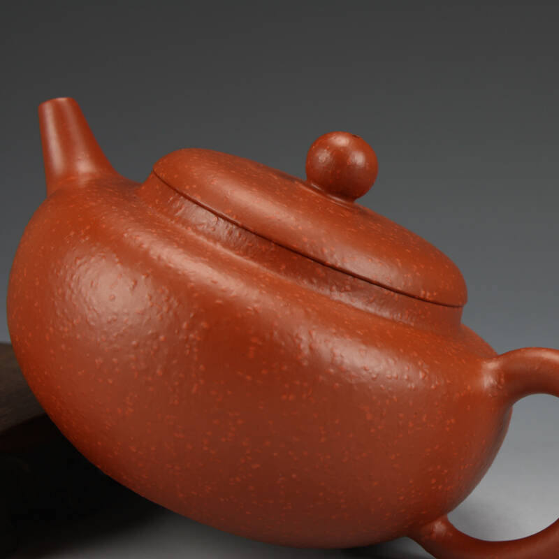 吟香茗宜兴紫砂壶 解晓东手工正品 原矿粗粒子朱泥 扁珠壶 280cc