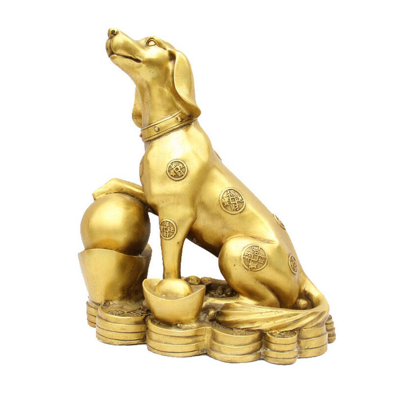 益鼎贵 开光大号铜狗风水摆件 生肖狗贵犬护运天狗鸣福吉祥物金钱元宝