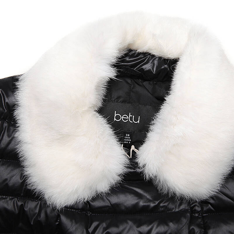 betu百图 简约时尚兔毛领羽绒服 1310a37 黑色a1 l