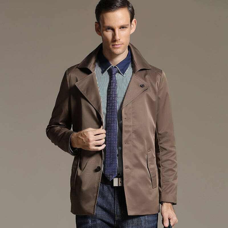 莱克斯顿秋款男装聚酯纤维时尚优雅帅气男士休闲外套36192025 巧克力