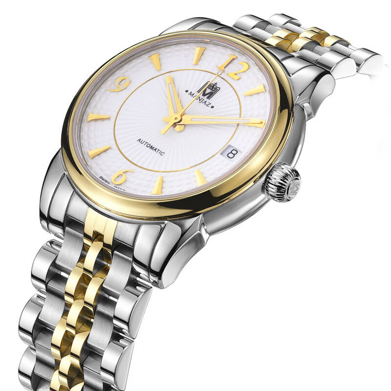 手表 非凡系列自动机械精钢带女表白色圆盘麦穗纹和放射太阳表面7073u