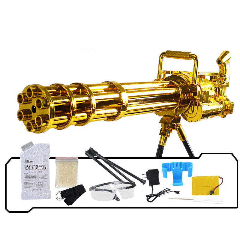 宜家达加特林水弹枪电动水枪黄金机关枪连发 赠品弹瓶一个