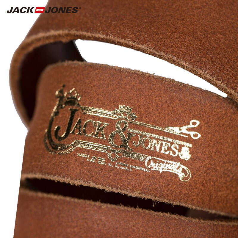 杰克琼斯jackjones牛皮革男士立体格纹压花男士腰带皮带o|215477001