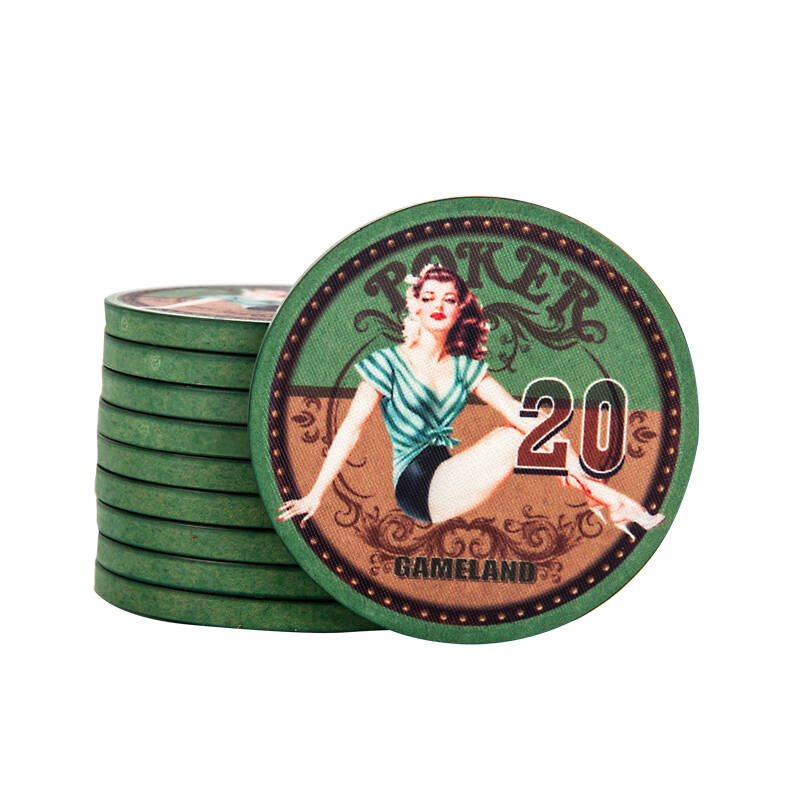 游戏大陆(gameland)德州poker德扑筹码43mm复古美女陶瓷筹码币麻将