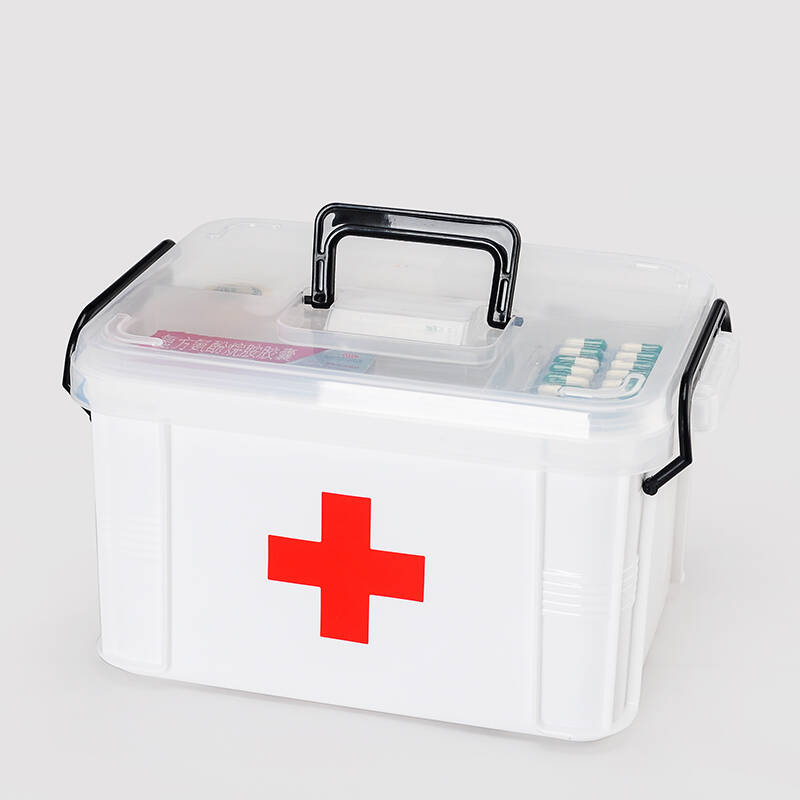 山景(sj)家用药箱 收纳药箱多功能工具收纳 白色长34*宽23*高19cm
