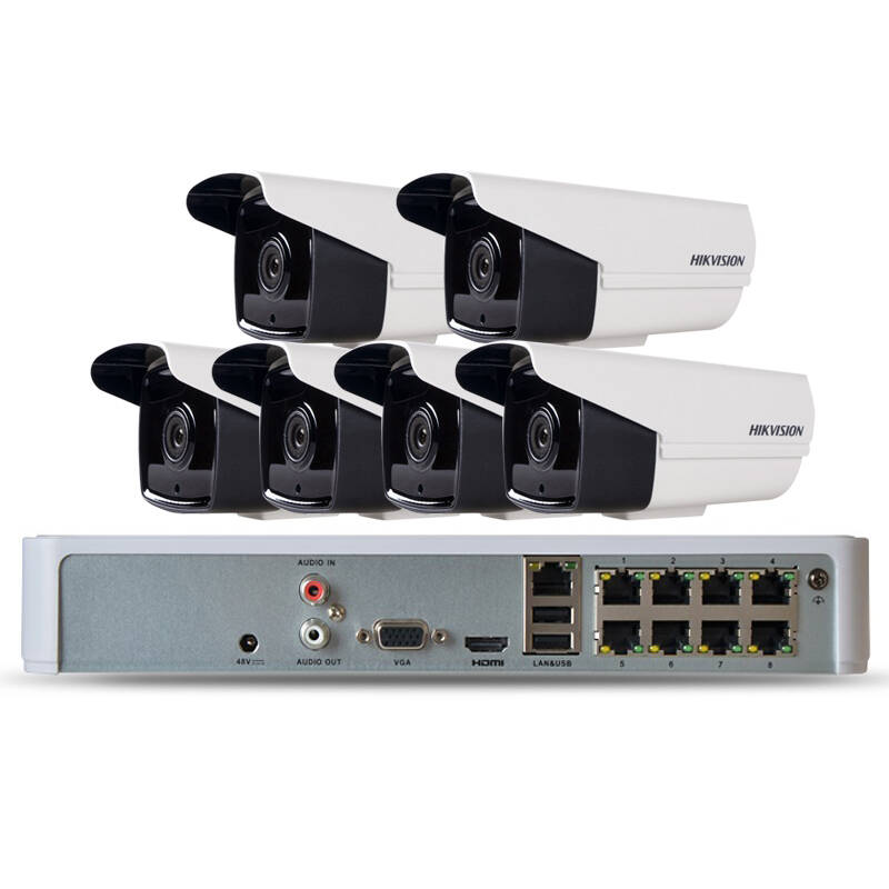 200万poe监控设备 30米红外手机远程 6路套装 带1tb硬盘