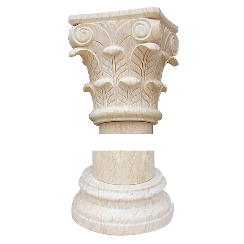 金碧米黄天然大理石欧式实心罗马柱客厅石材装饰圆柱背景墙柱