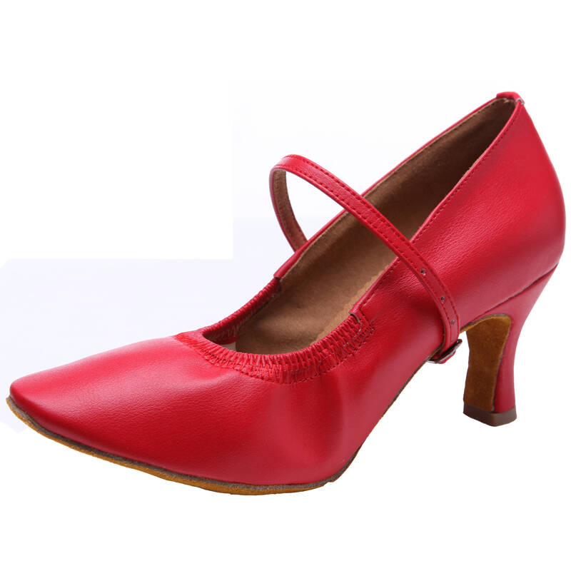 红舞鞋女式摩登舞蹈鞋国标鞋1125 大红高跟 40