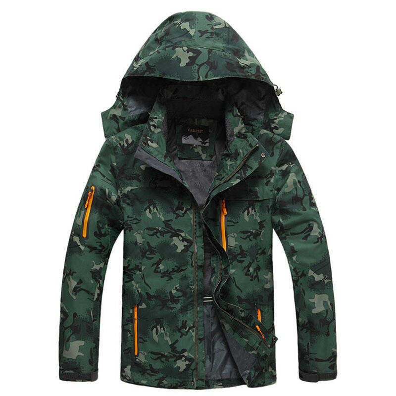 户外迷彩冲锋衣男女两件套含抓绒内胆加厚保暖防雨情侣款 灰色男 m