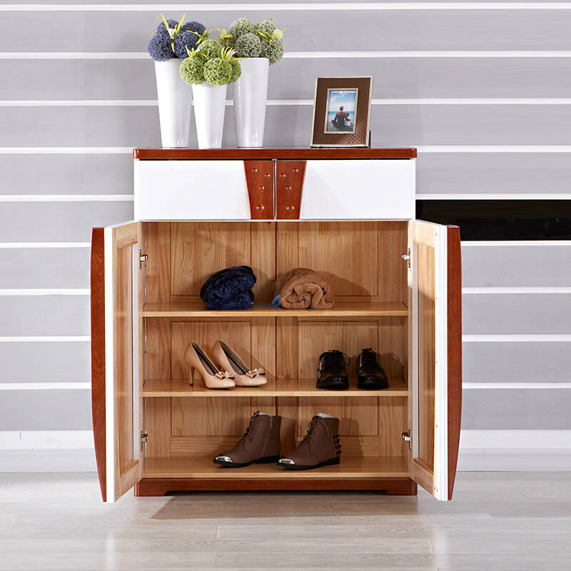 光明家具 实木白色鞋柜鞋架木质现代简约时尚鞋柜玄关大容量防尘鞋柜