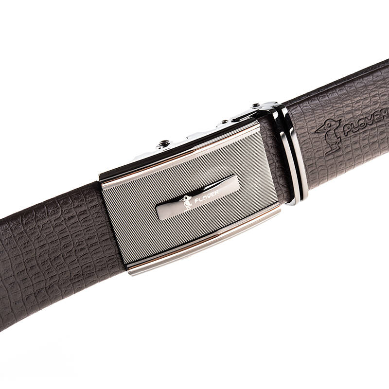 plover 啄木鸟皮带 男士自动扣鳄鱼纹腰带 优雅咖啡色 y82003-110