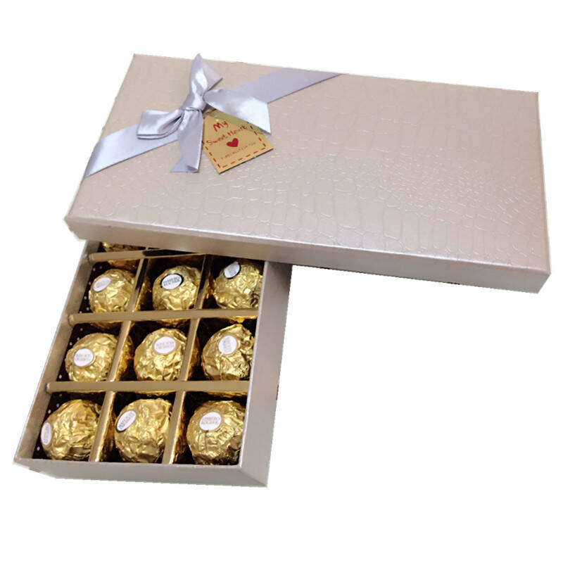 意大利进口榛果巧克力【代写贺卡】情人节生日礼物diy礼盒 t18粒 银色