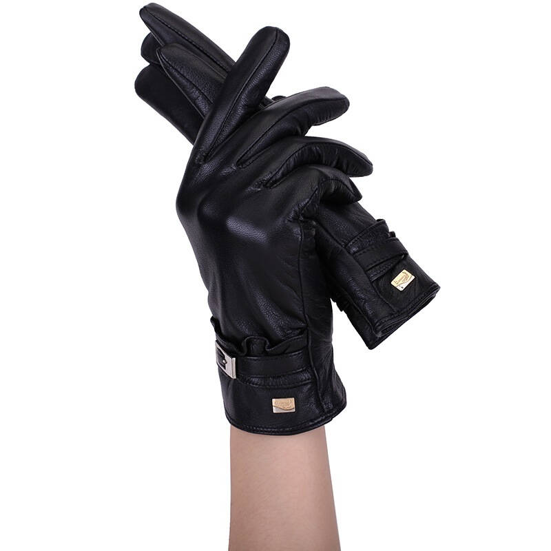 鳄鱼恤 crocodile 时尚优雅女士加厚防寒保暖进口羊皮加绒女手套